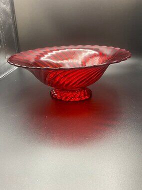 Amberina Red Swirl Oval Bowl